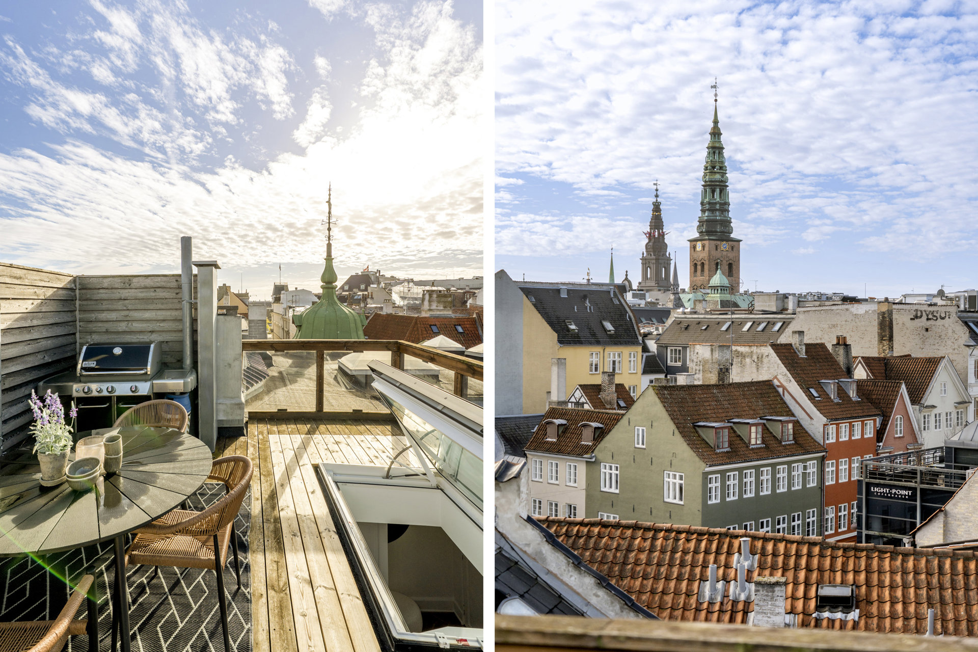 Nyinstandsat penthouse med privat tagterrasse - fristed på toppen af det gamle København